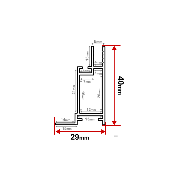 Профиль алюминиевый 4см для ткани 6м (KB-04D)